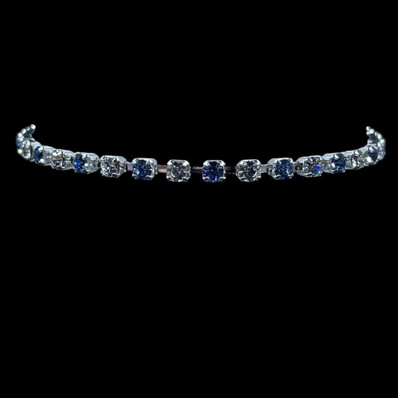 Swarovski Crystal Tennis Bracelet Silver Blue Holiday Gift Coquette Elegant - Picture 4 of 9